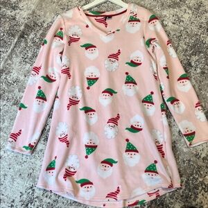 Pink Fleece Santa long sleeve Cozy Nightgown for Girls